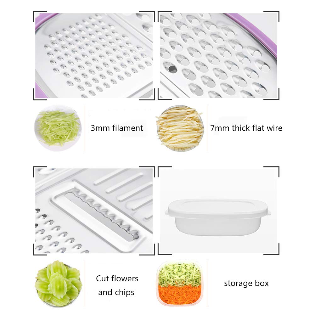 Li-HIM Cortadora de rallador de Queso/trituradora de Cocina de Acero Inoxidable con Caja de Almacenamiento, para Verduras de Jengibre Fruta Chocolate