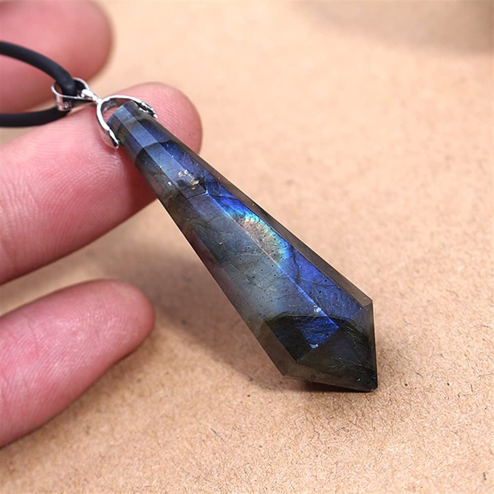 Haussammlung Natürlicher klarer Amethyst-Quarz-Kristallstein, Punkt-Edelstein-Anhänger, Pendel, Steine ​​und Mineralien, natürlicher Kristall, PEIQIYIN(Color:Rose Quartz)