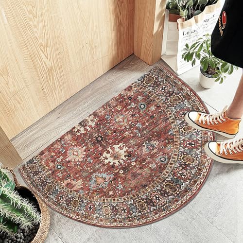 Tapis de cheminée doux absorbant d'eau demi-rond antidérapant lavable 20x32