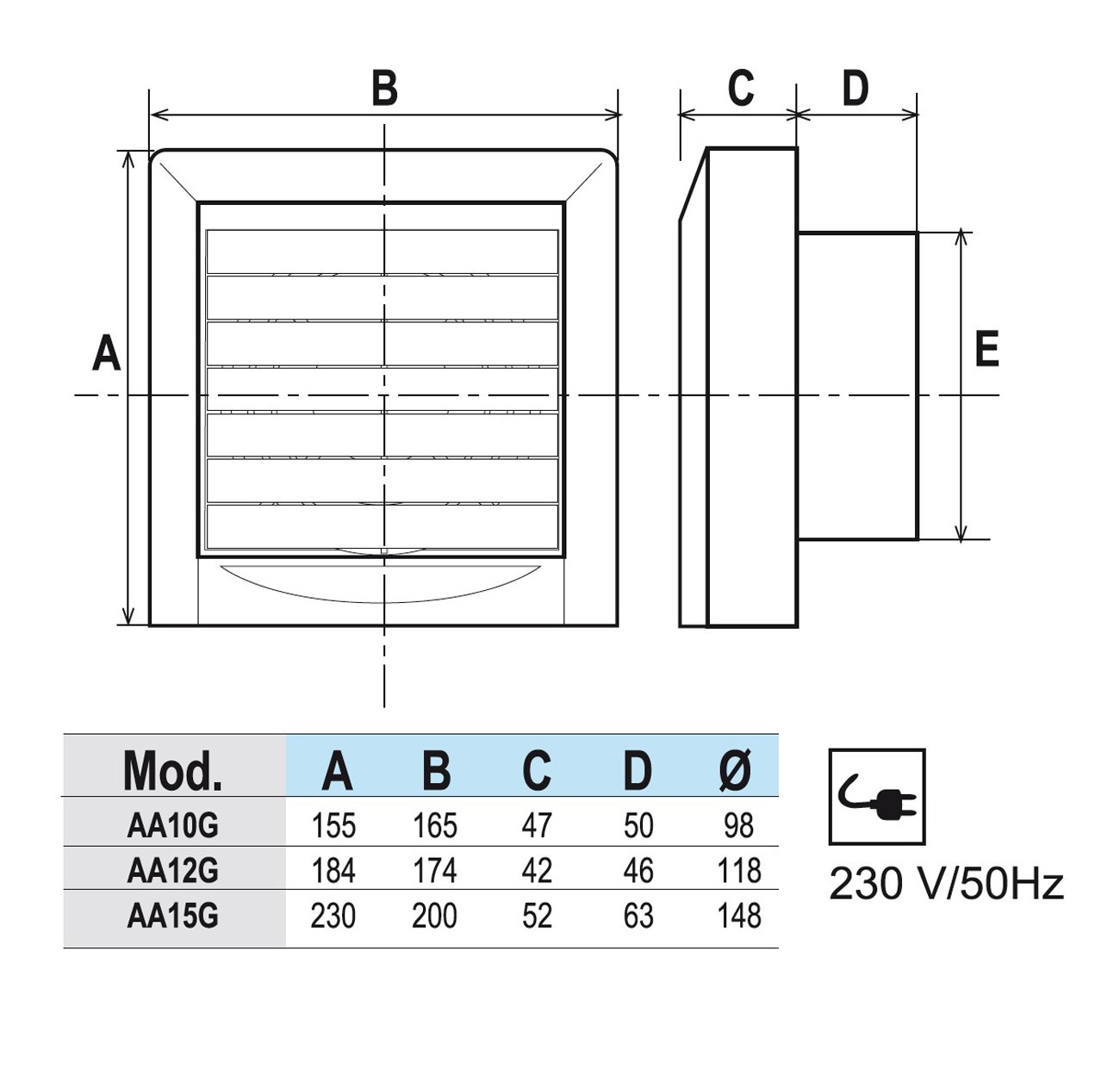 Die Belüftung aa15g Spiralbohrer Abluftventilator mit Rückschlagklappe Modi für Bohrung Durchmesser 150 mm/6 "