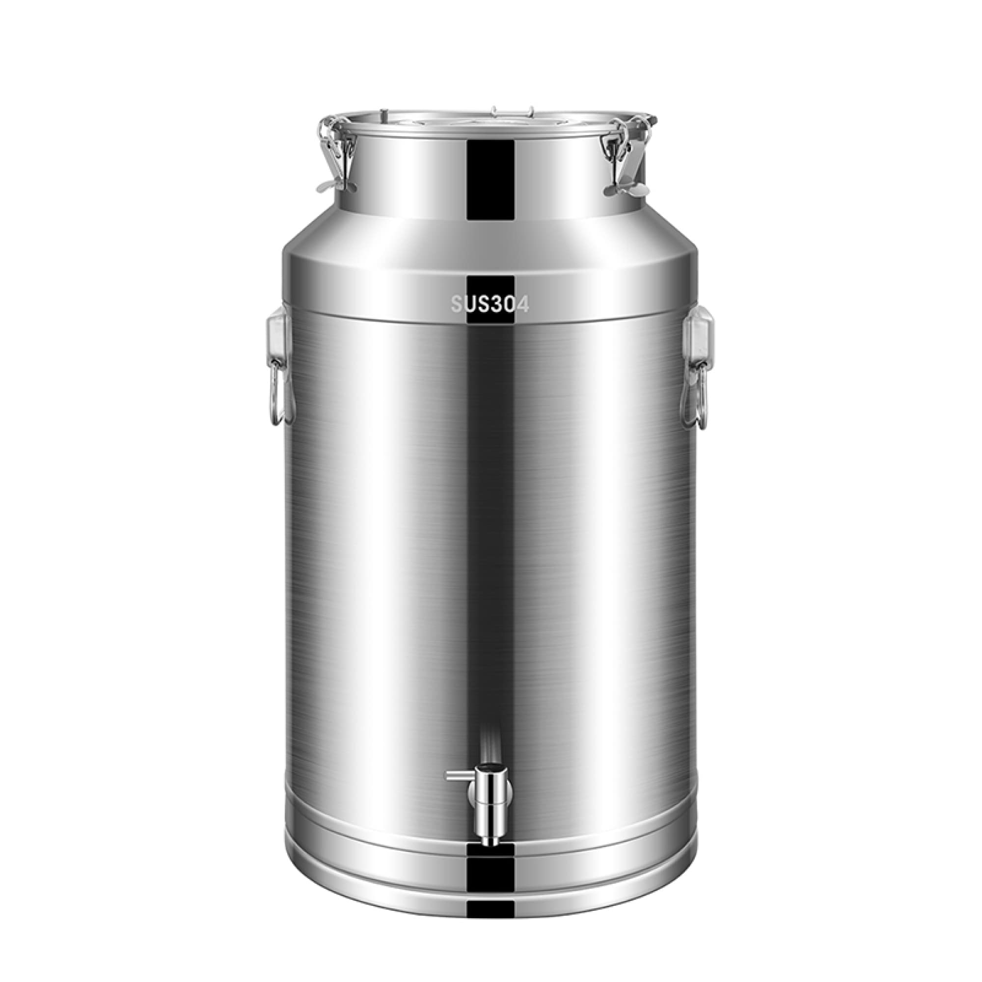GTHTUHFD Stainless Steel Milk Barrel Canister With Spigot - Heavy Duty Transport Can, Wine Pail Bucket, Oil Water Tote Jug Tank With Silicone Seal Lid, 35L,Siliver-15L