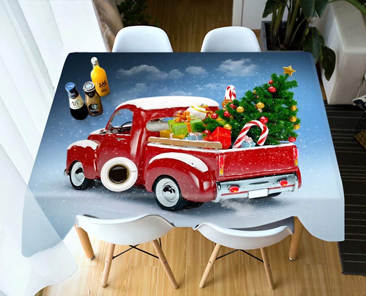 Redida Christmas Square Table Cloth, Oil-Proof Spill-Proof and Polyester Tablecloth, Decorative Fabric Table Cover for Outdoor and Indoor Use (24 x 24 Inch),Snowflake Christmas Tree Car Gift