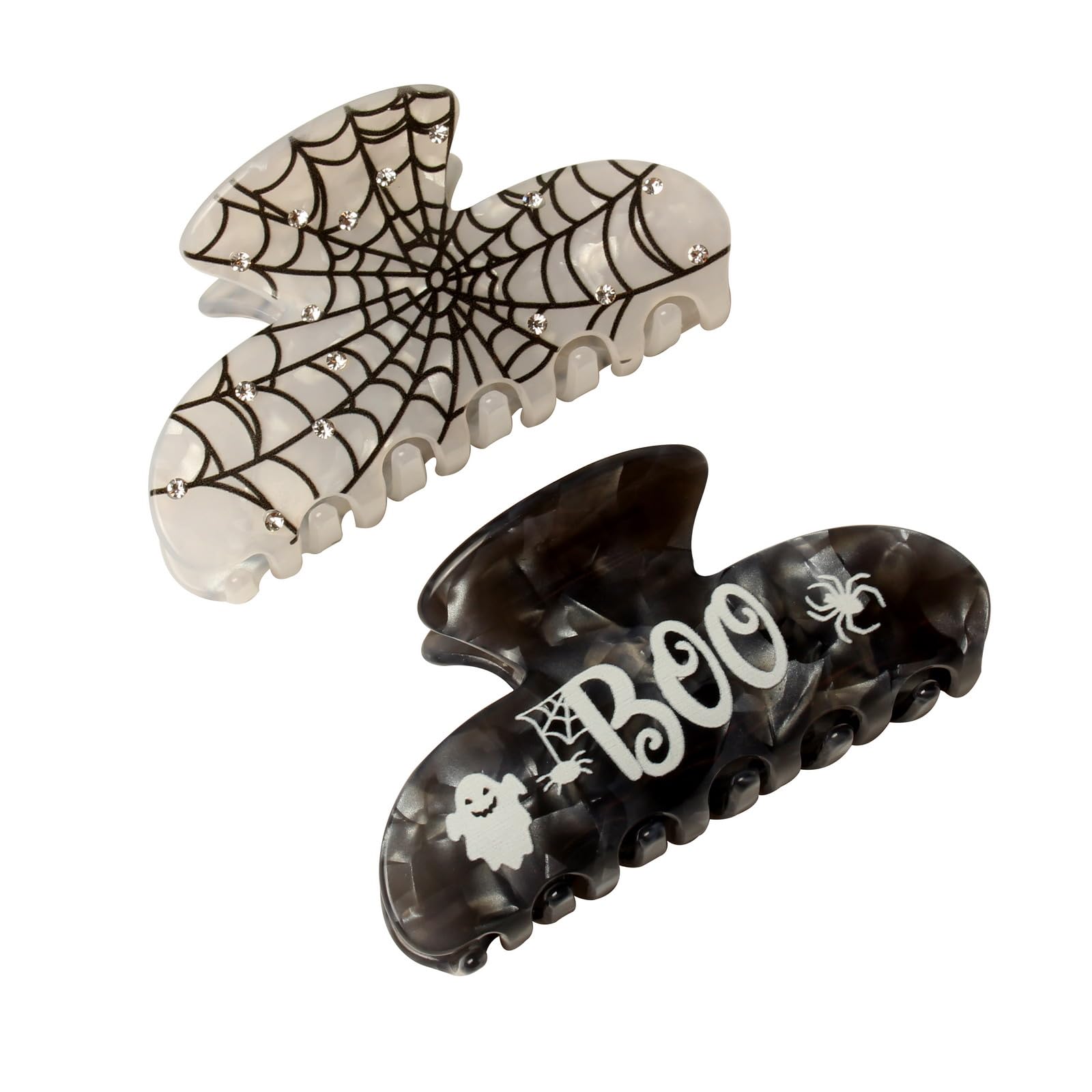 Halloween Hair Claw Clips Spider Web Hair Clip Cute Halloween Hair Accessories Black and White Hair Clips for Women Pack of 2…