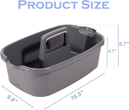 Miniatura 7 de Hioffice Cesta de almacenamiento de plástico grande con asa, organizador para productos de limpieza, baño, cocina, jardín, garaje, herramientas,