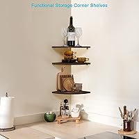 Vista 2 de Estantes Joiishom 3, rústicos de madera para esquina de pared, 10x10x0.7 pulgadas, capacidad de 42 libras