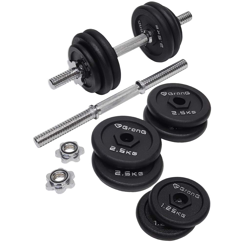 Amazon | グロング GronG ダンベル 30kg セット 片手15kg×2個 プレート