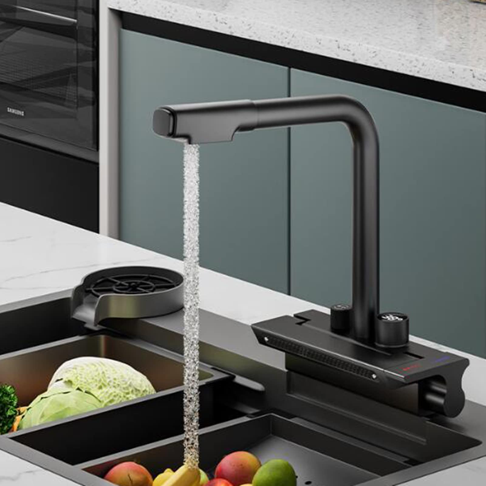 Affichage numérique eau chaude froide pour ce robinet en laiton noir haut de gamme