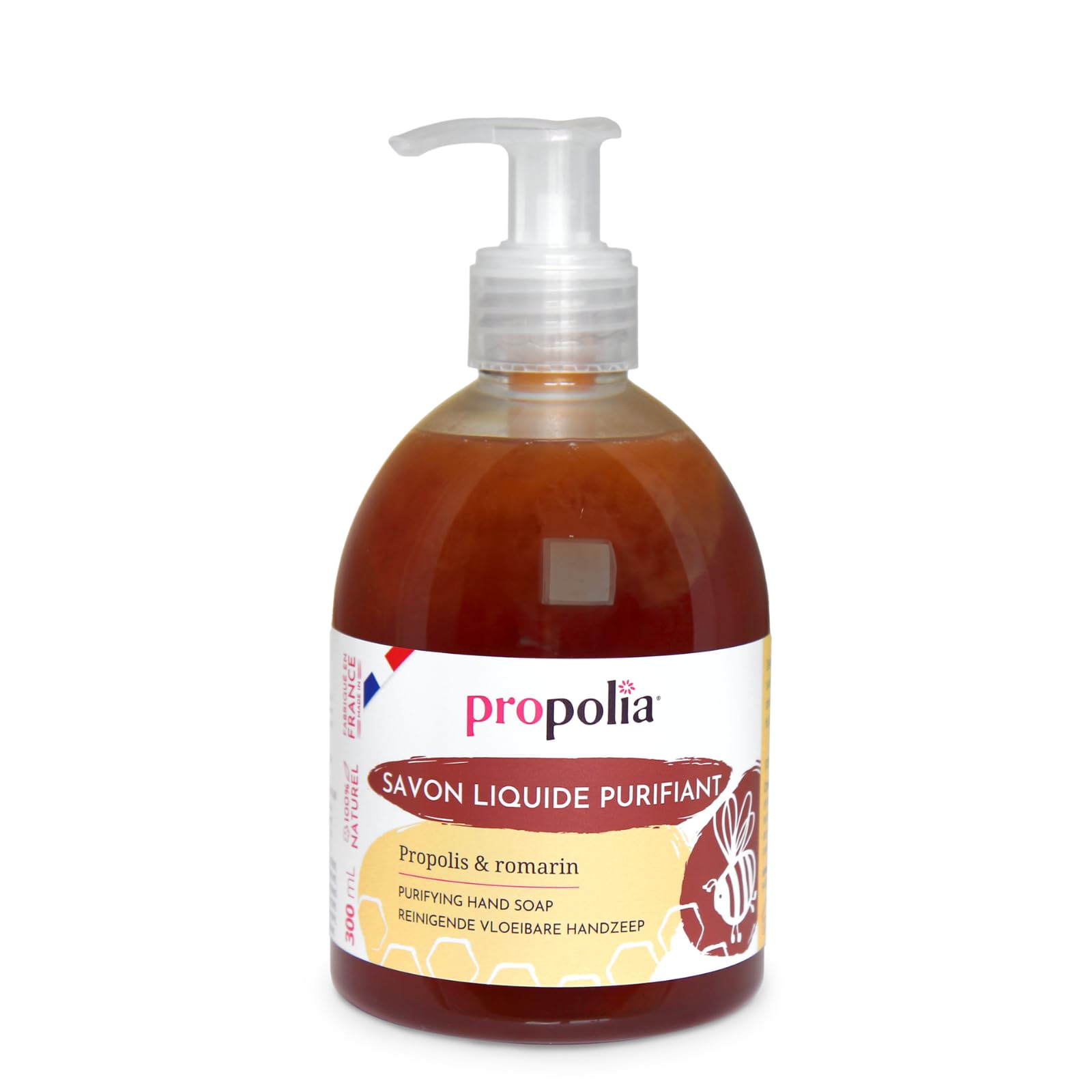 Propolia - Savon liquide mains actif - Miel & Romarin - Purifiant 300 ml