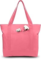 Vista 22 de TOPDesign Paquete de 3 bolsas de lona con bolsillo externo, bolsas de compras reutilizables para comestibles, cierre de cremallera superior, Azul