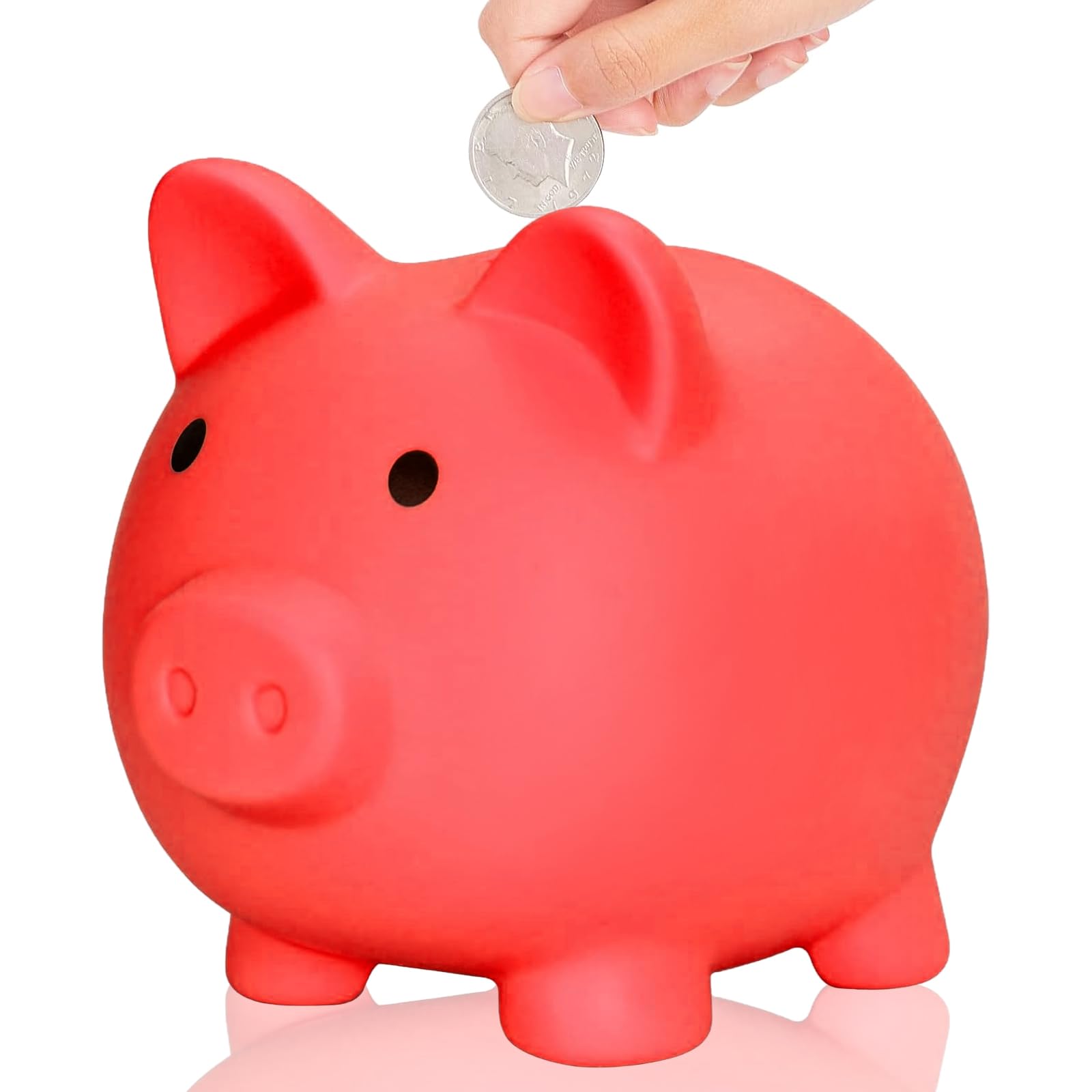 Piggy Banks,Unbreakable Money Bank,Cute Coin Cash Money Box,Chips,Money Bank,Cute Accessories (Red)