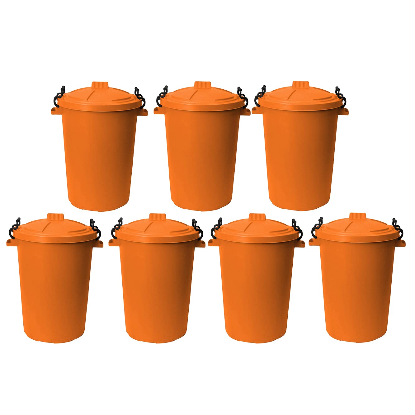 50 Ltr Bin Heavy Duty Dustbin Plastic Storage Unit Refuse Waste Bin with Locking Lid Recycle Compose Bin Recycled Plastic Dustbin Rubbish Waste Animal Feed Portable Use (Orange, 7)