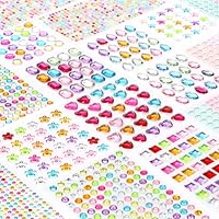 CraftWerk Glitzersteine selbstklebend 1.782 Stück - Bunte Strasssteine für Kreativprojekte, Scrapbooking, DIY - Bastelzubehör in verschiedenen Formen und Größen