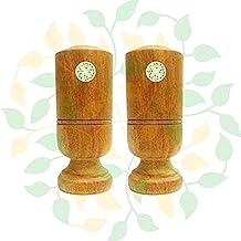 Herbs & Us Vijaysar Wood Glass Indian Kino Ayurvedic Medicated Herbal Wood Glass Tumbler (Brown) (Pack of 2), 100 ml