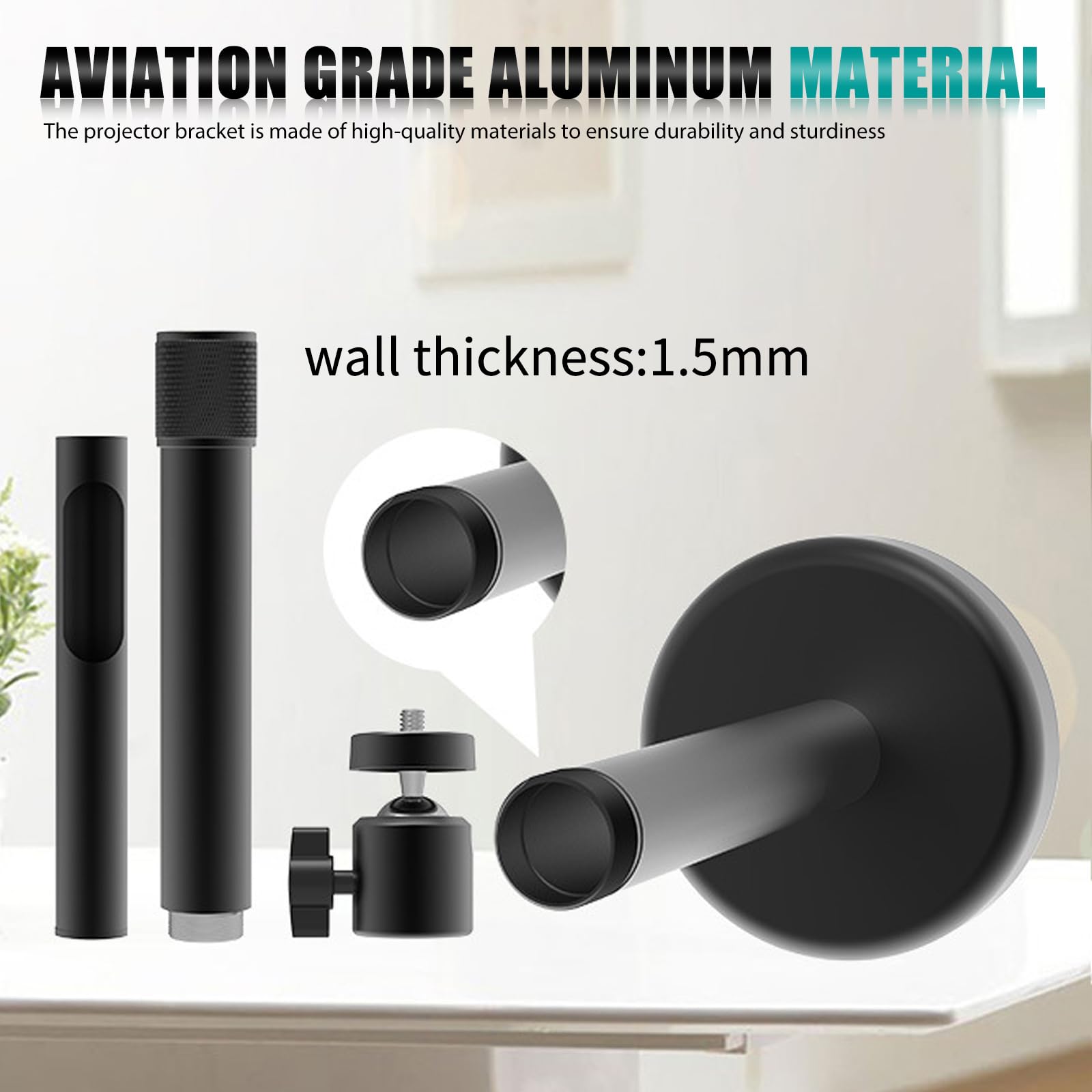 PRITOK Support Universel Projecteur Plafond/Mur – Extensible 23-40 Cm, Châssis Renforcé + 5 Vis Expansion, Stable & Compact Pour Home Cinéma