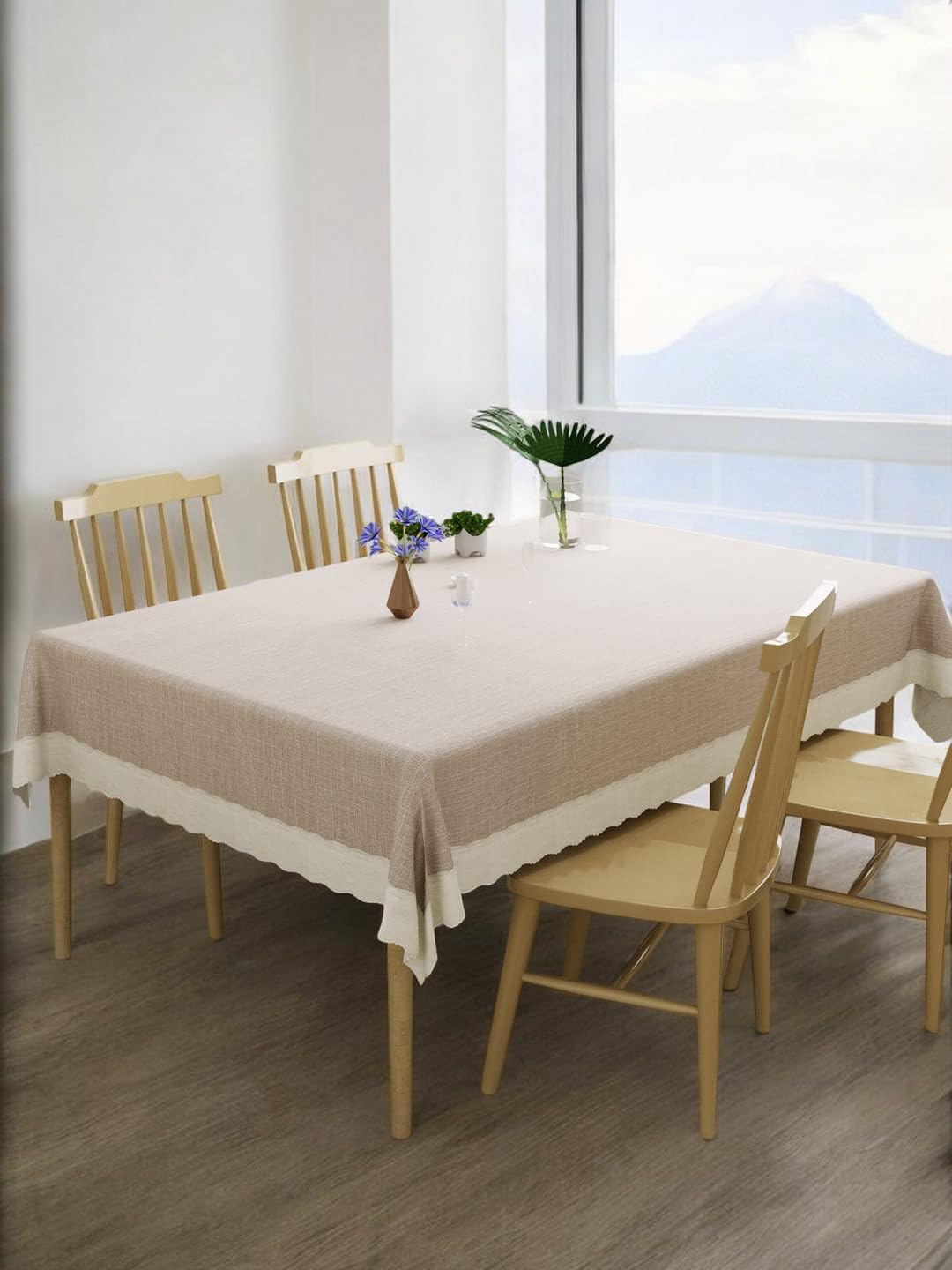 CASA-NEST Rectangular Anti-Slip PVC Solid Plain White Lace (60x90 inch) 6-8 Seater Dining Table Cover with Exclusive Backing material-Lavender-printed0003 (60X90, Lavender)