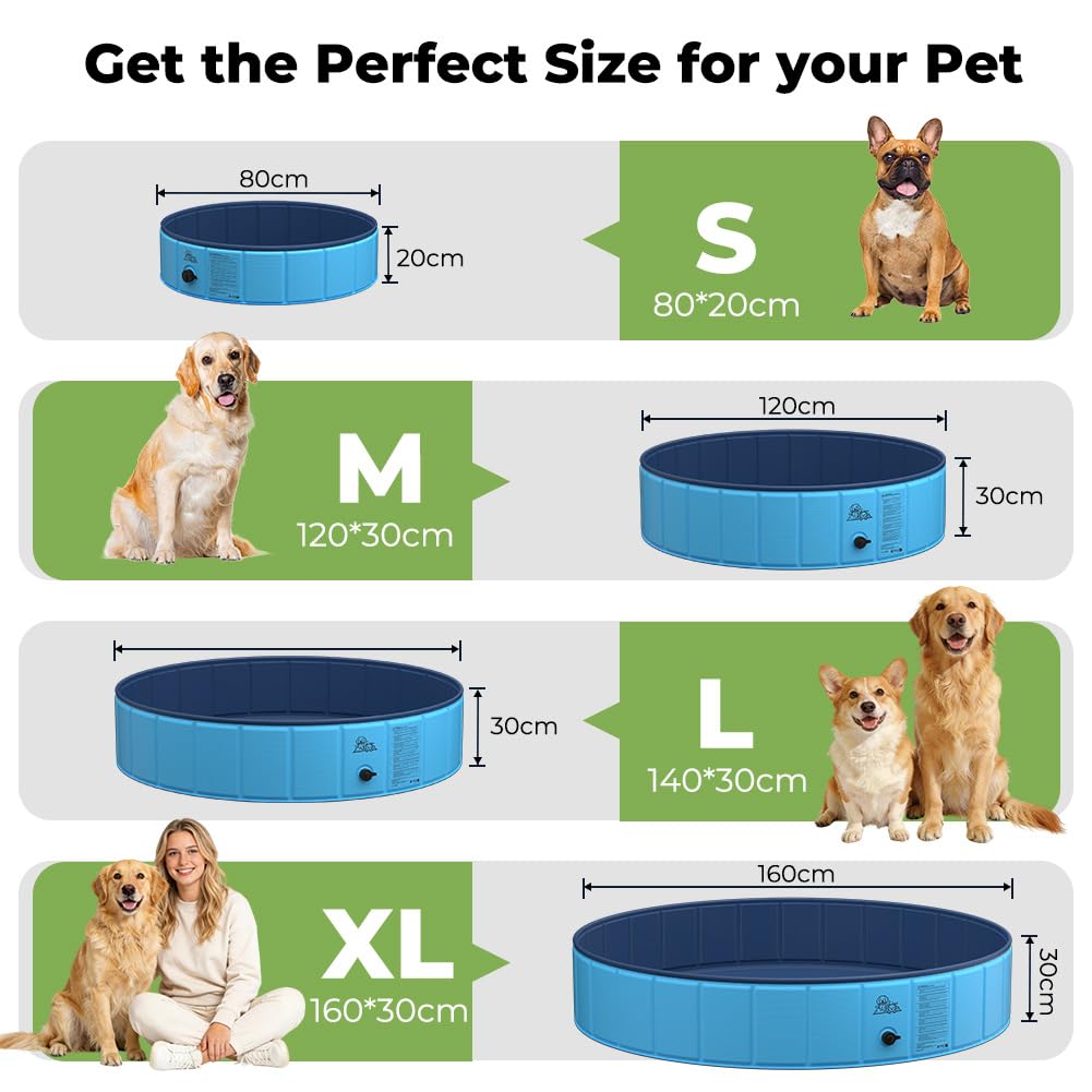 KYG Piscine pour Chien, 140 x 30 cm, pour Chiens de Taille Moyenne et Grande, Pliable, antidérapante, en PVC Solide, Facile à Vider, Piscine de Natation Portable pour Animaux