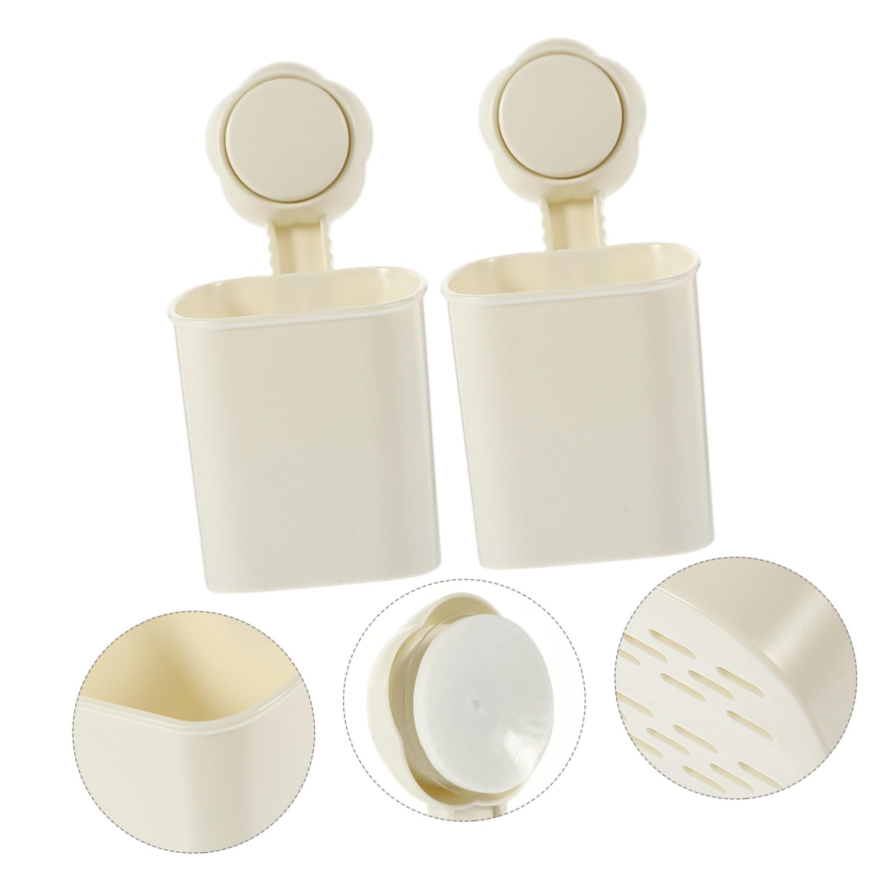 ULTECHNOVO Soporte De Cepillos De Dientes De Pared con Ventosa De Diseño con Drenaje Almacenamiento Multiusos para Baño Y Cocina Compatible Mayoría De Cepillos Y 2 Piezas X 4