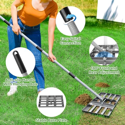 REAPALOT Lawn Leveling Rake with Stainless Steel Handle - Gardening Gloves Included - Image 3
