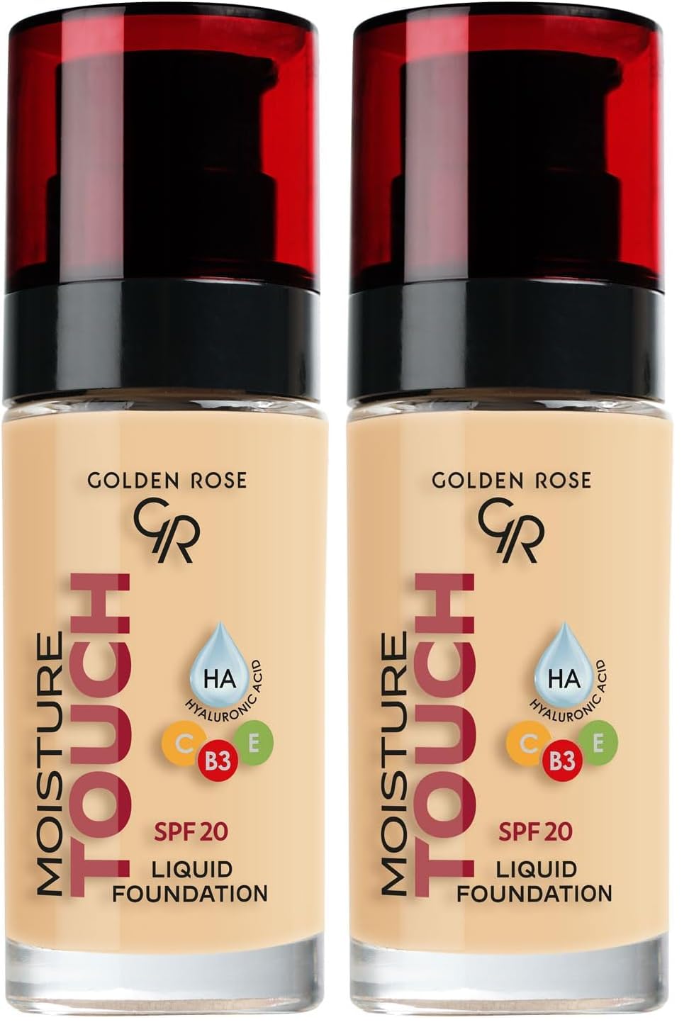 Golden Rose Moisture Touch Foundation No: 107 - Hyaluronik Asitli Nemlendirici Fondöten SPF 20-30 ml (2 paketi)