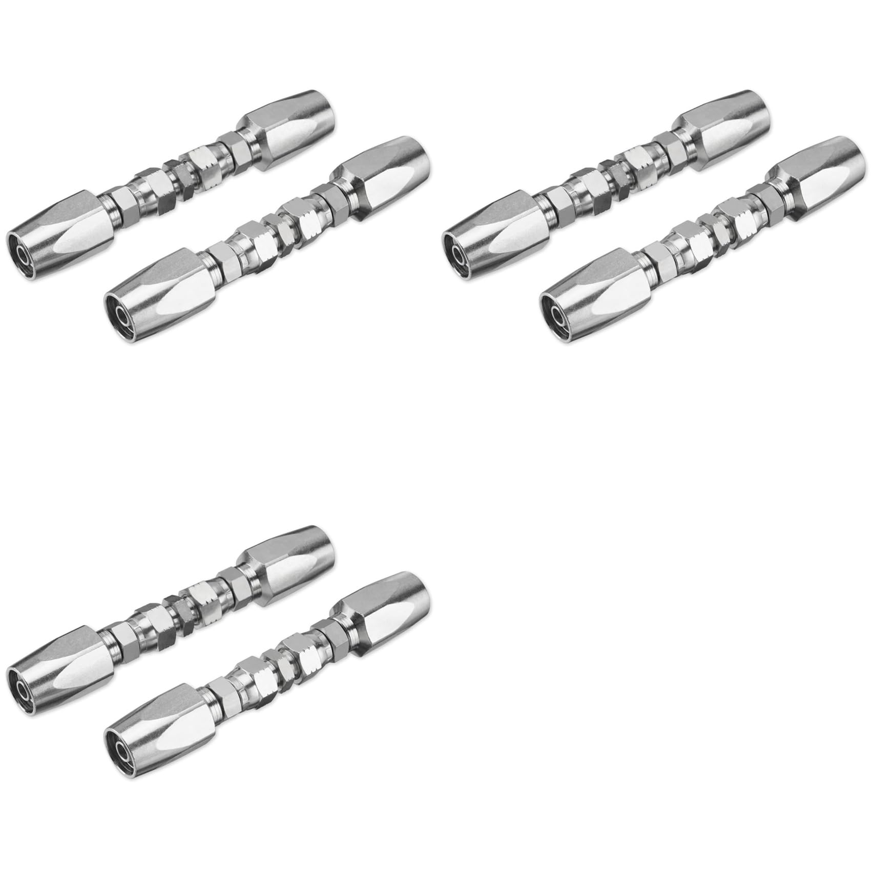 Jnchdghwa As Shown 6Pcs Hydraulic Hose Repair Kit, Reusable, 2-Wire Reusable Hydraulic Repair Fitting 3/8Inch
