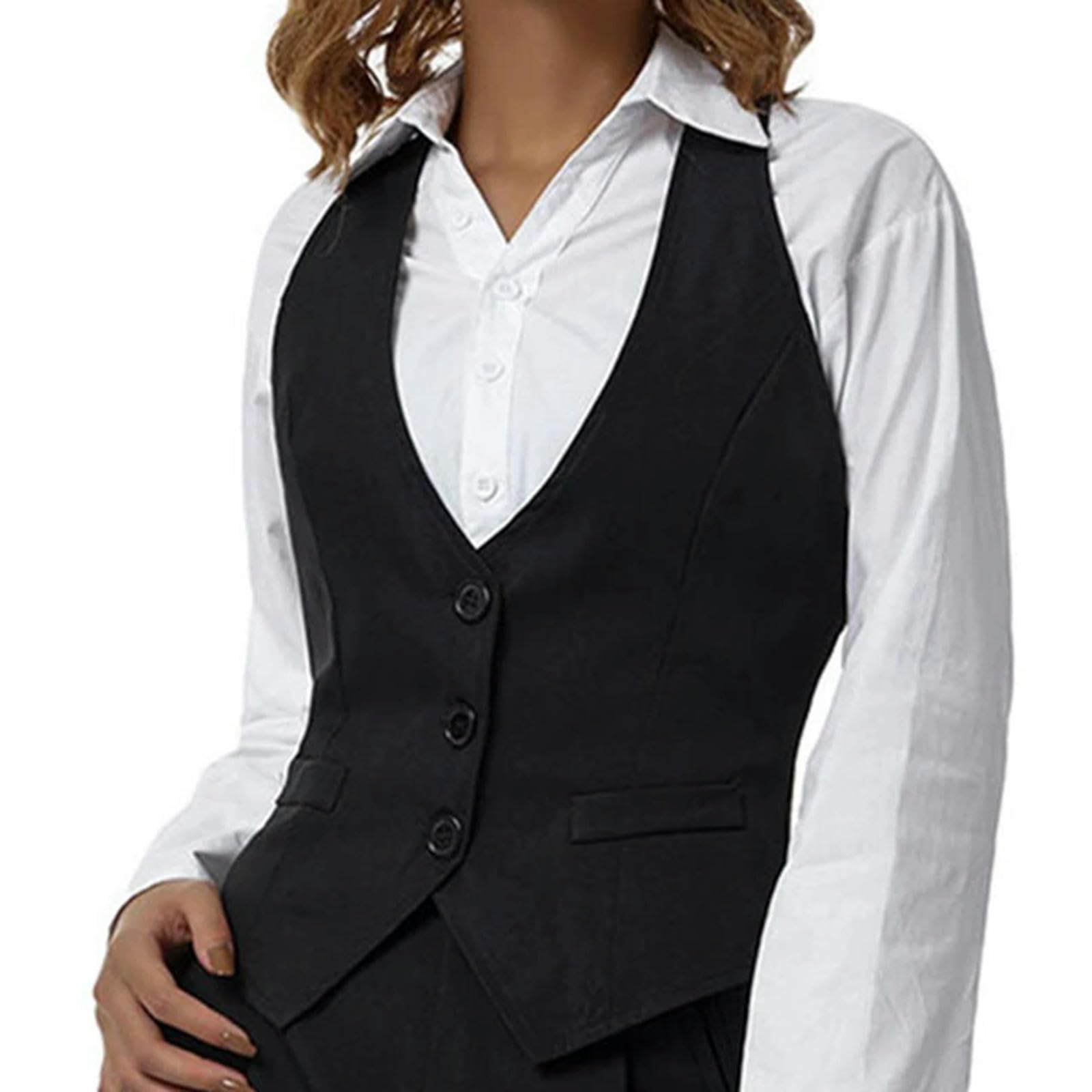Débardeur sans manches col en V femme Dark Academia gilet chic