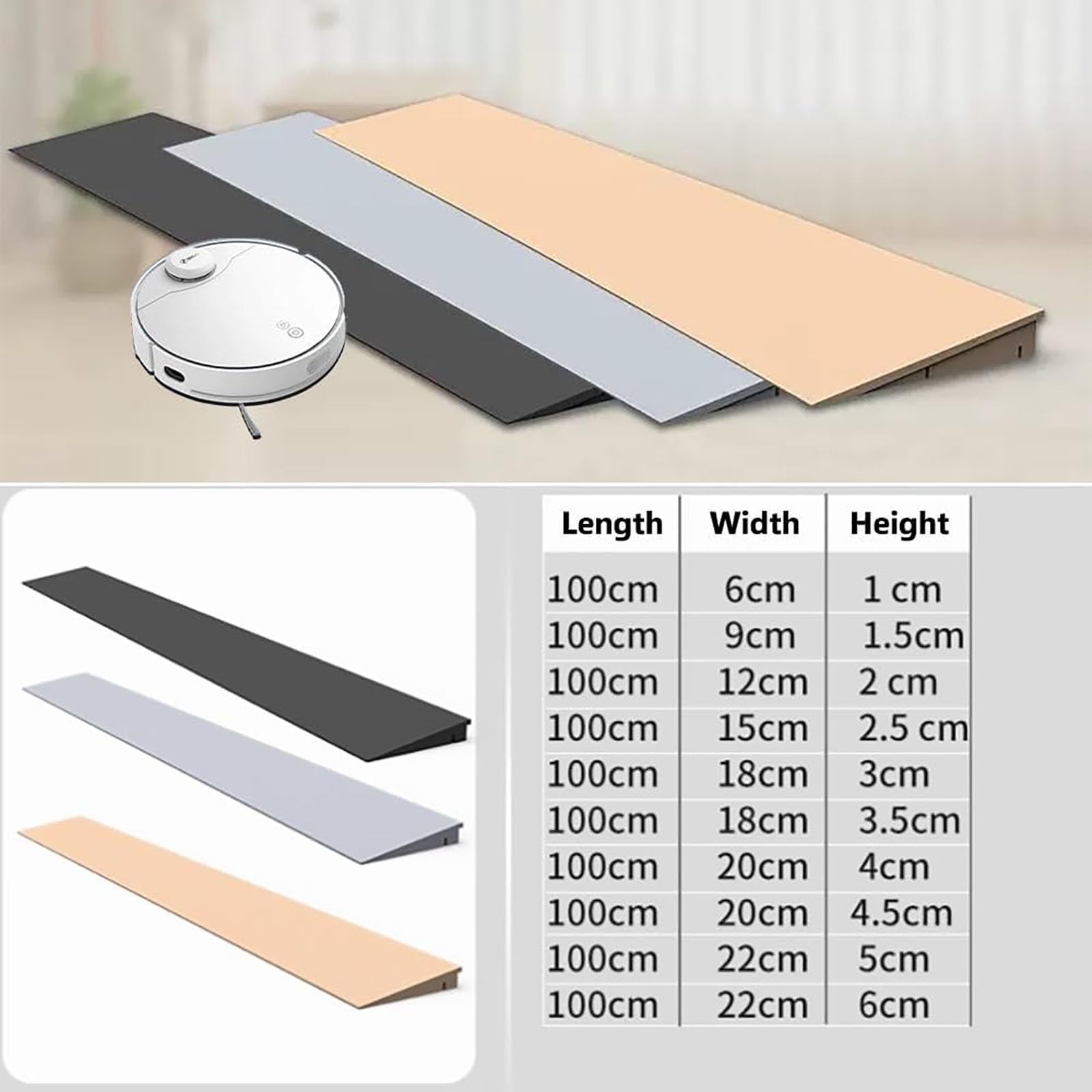 Rampa para Silla de Ruedas,Bordillo Rampa Antideslizante,Rampa de Umbral | Rampas ligeras para sillas de ruedas,con alturas de 1/2/3/4/5/6 cm, para puertas, entradas y escalones del hogar(Gray,H: 1cm)