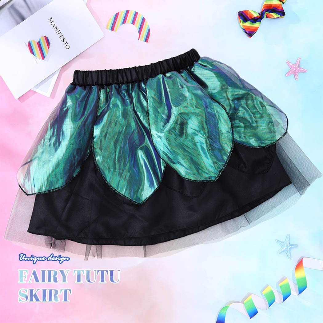 TWINKLEDE Skirt Fairy Costume Tutu Elf Princess Dress Up Petal Birthday Skirt Black