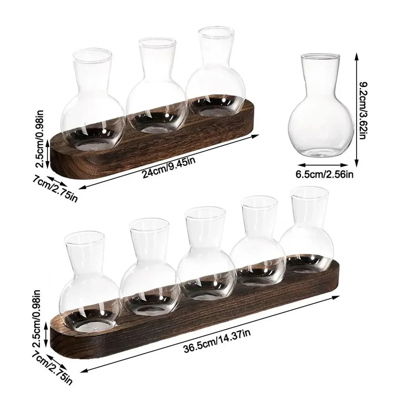 Vase en Verre Vase en Verre hydroponique Transparent Moderne avec Plateau Bois, Station de Propagation créative for Terrarium Plantes(Color2)