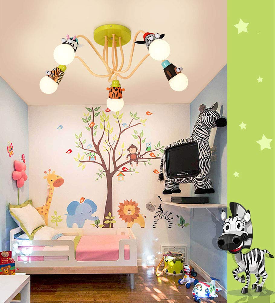 YZM Lampadario da soffitto per bambini,Plafoniera per bambini a tema animale,Perfetto per la cameretta dei bambini/la stanza dei giochi/scuola/asilo (5 lights)