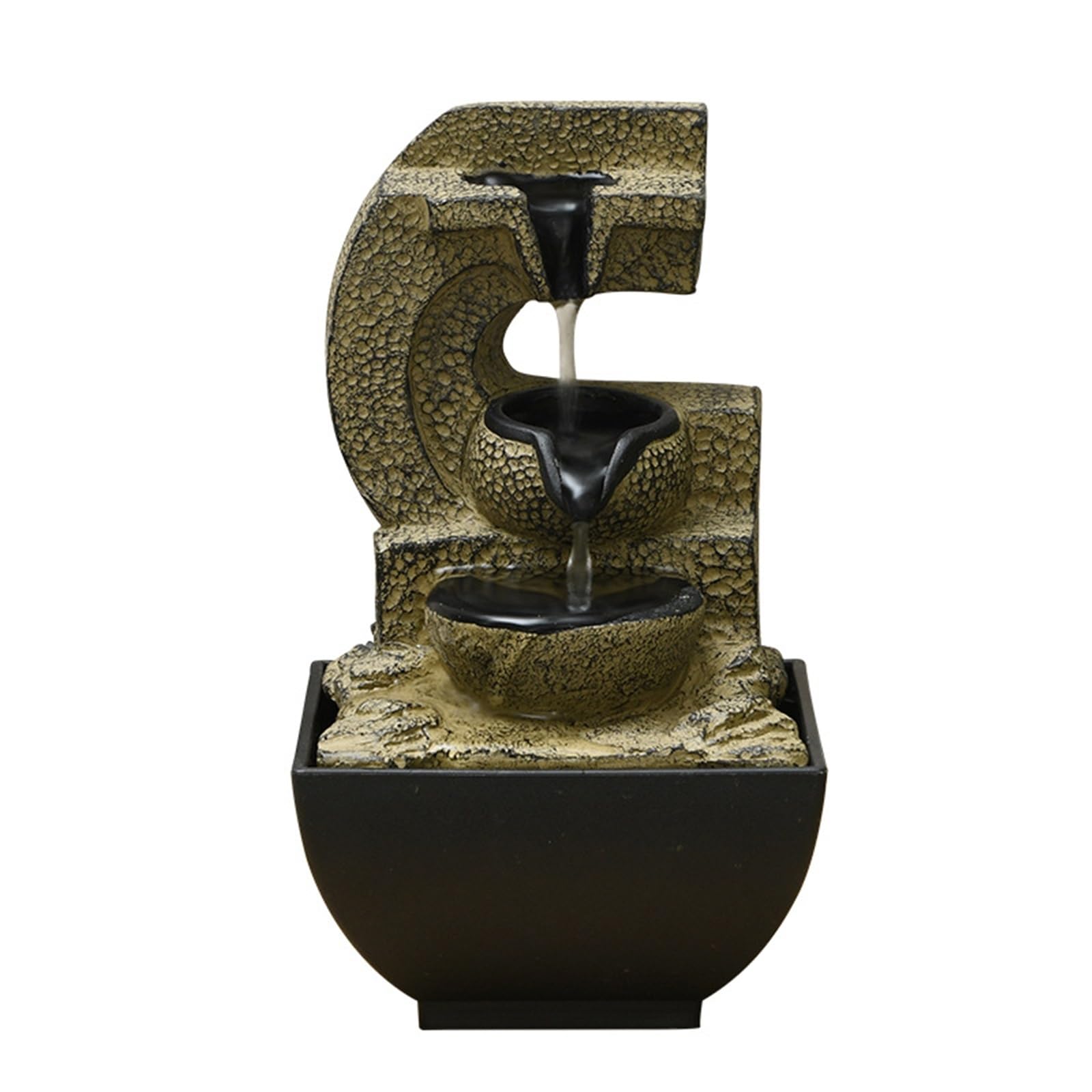Retro Luxury Tabletop Water Fountain, Indoor Circulating Water Feature Decor, Quiet Desktop Waterfall Ornament