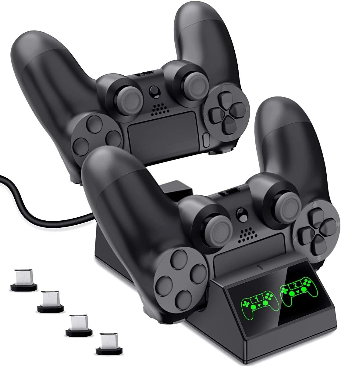 DinoFire PS4 Controller Charger Station Dual USB Charging Station for PS4/PS4 Pro/PS4 Slim Controller - Fast Charging Dock & LED Indicator
