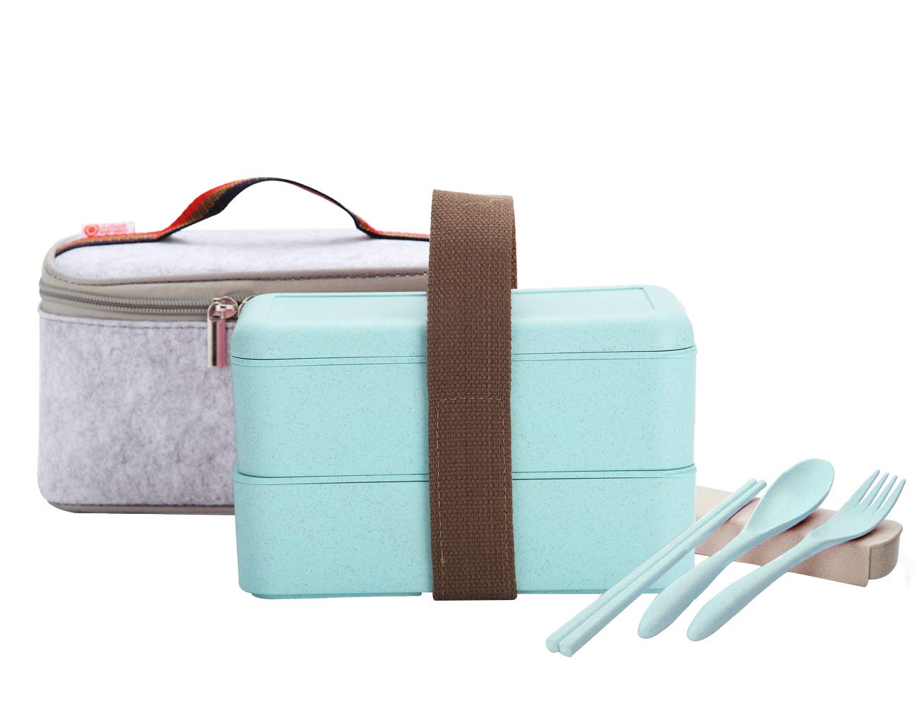 ArderLive Japanese Bento Box, Stackable 304 stainless steel Portable Leakproof Lunch Box with Lunch Bag&Portable Utensil, Eco-friendly Food Storage Container 50oz Green