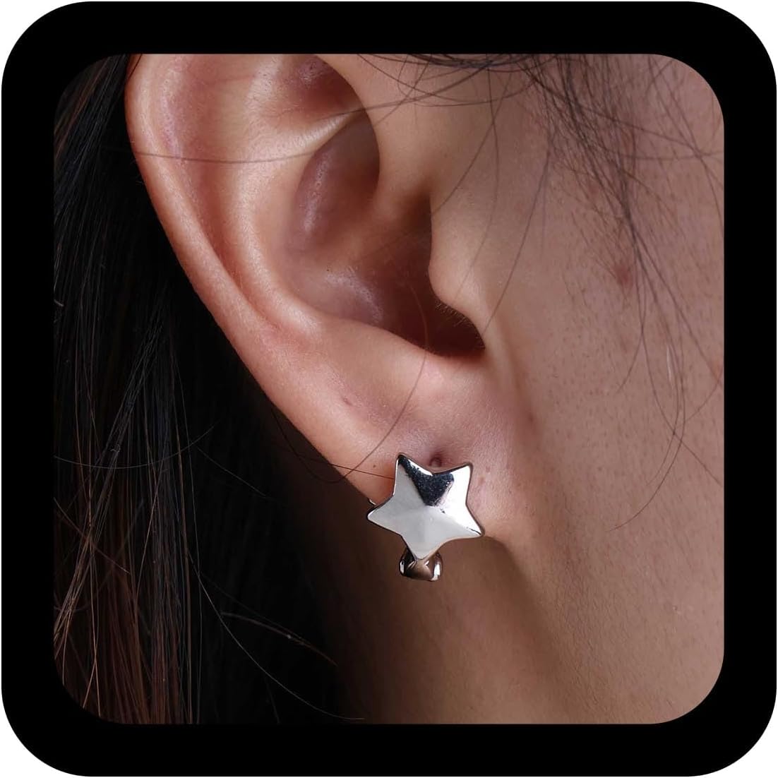YienDoo Chunky Star Ear Jacket Earrings Unique Front and Back Star Earrings Lucky Star Stud Earring Statement Minimalist Pentagram Earring Jewelry for Women