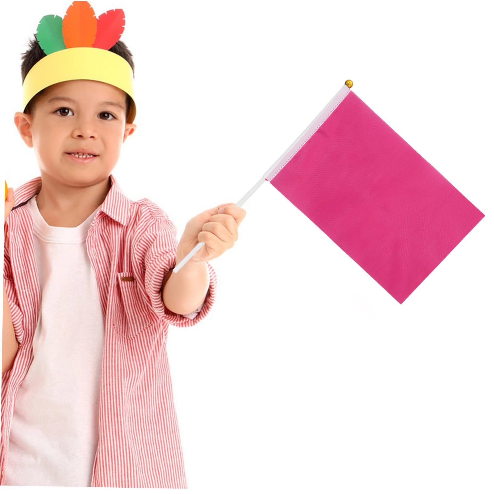 100 Pezzi Bandierine Da Mano Rosa in Pvc Resistenti Bandiere Portatili Per Feste E Celebrazioni Indoor Outdoor 11X8 Pollici Facili Da Tenere E Sventolare