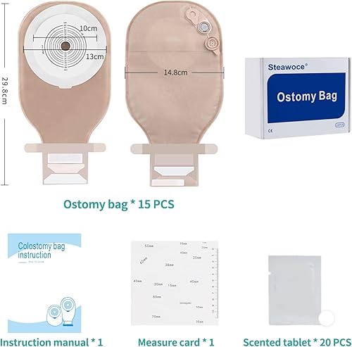 Miniatura 6 de 15 bolsas de colostomía, una pieza de 0.591 in a 2.559 in de corte para adaptarse a bolsas drenables, cierre de para el cuidado del estoma de ostomía