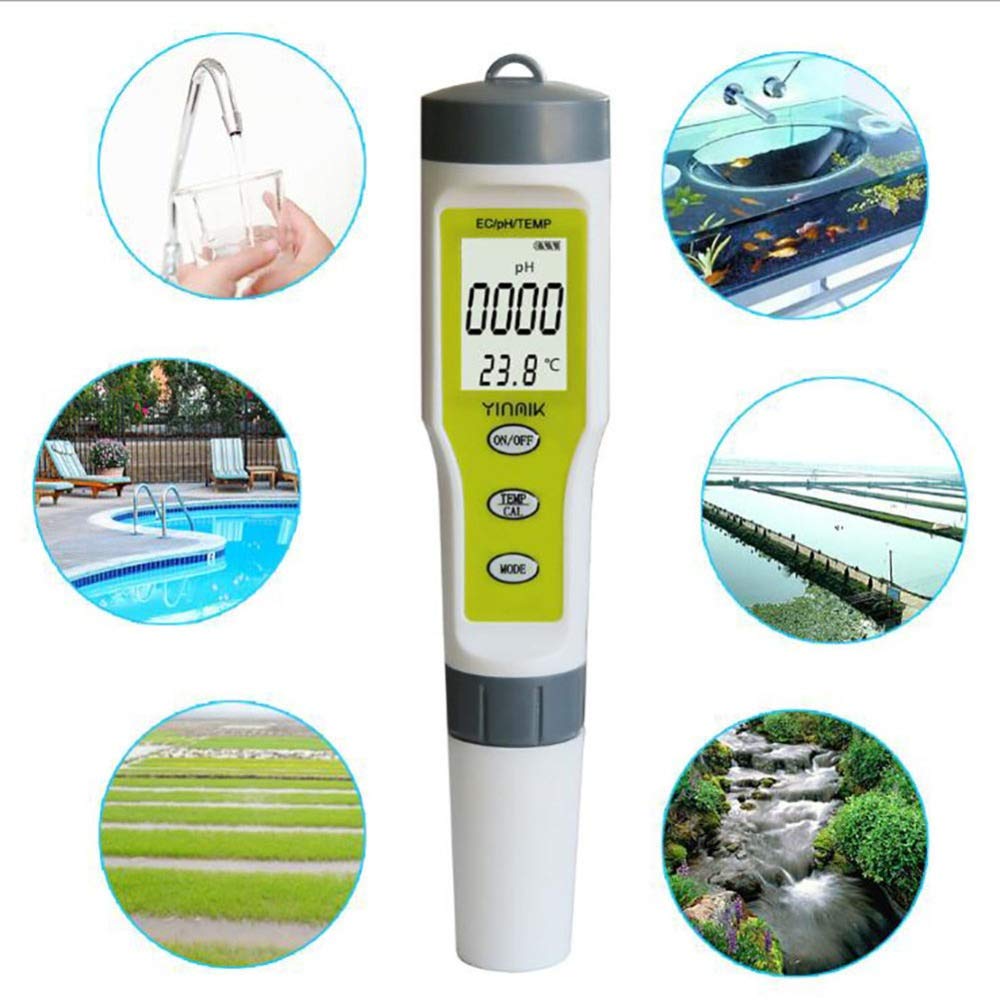 CLEIDE Portatile PH/EC/Temp 3 in 1 Prova Penna palmare PH PH Meter qualità dell'Acqua del Tester for Pool Home qualità dell'Acqua Facile da Usare per Professionisti e Principianti