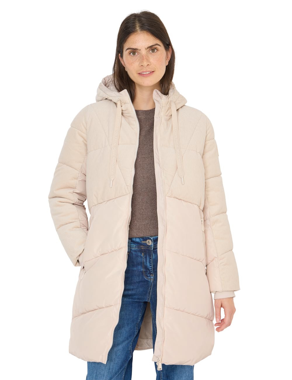 Cecil Damen Puffer Mantel mit Cordmix