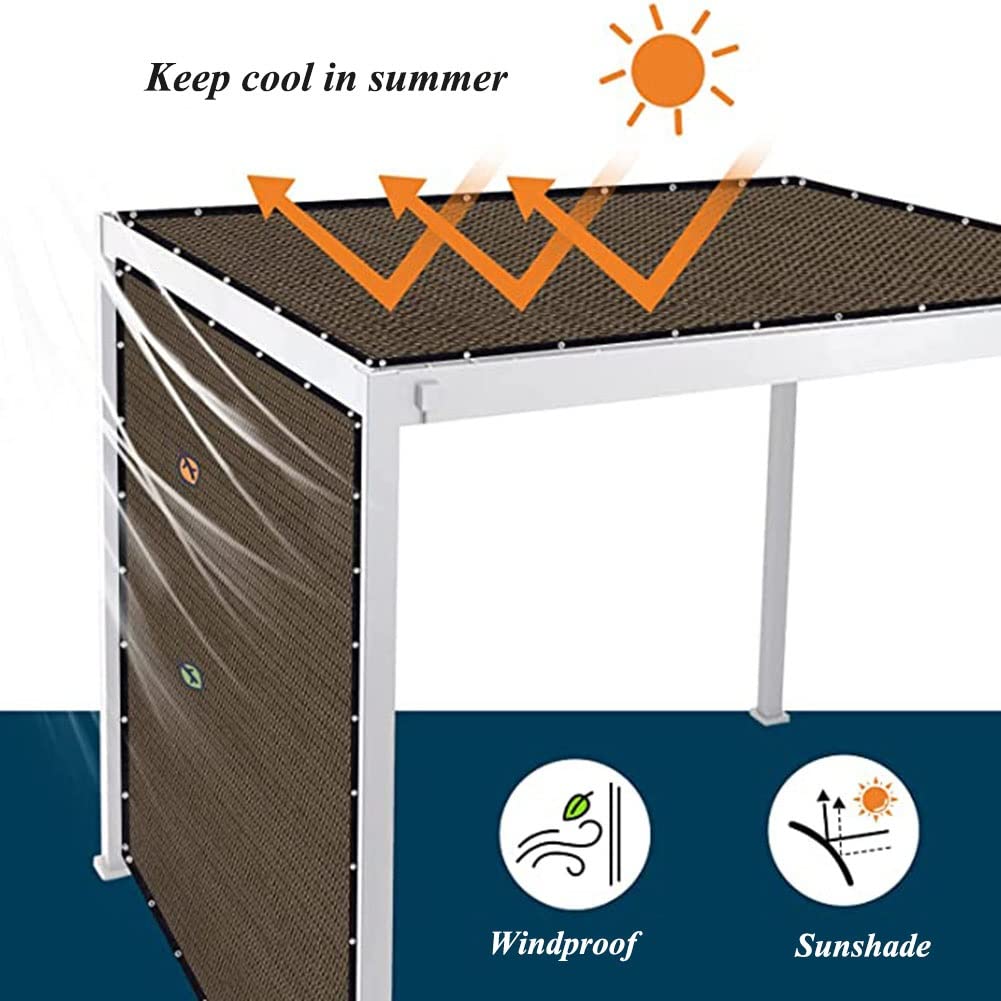 Rete antivento per recinzione per balcone, copertura in rete per ringhiere di appartamenti, patio, cortile esterno (marrone, 90 x 600 cm