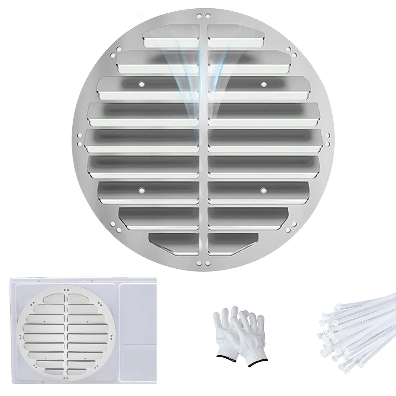 Ac Air Deflector Outdoor, Round Window Ac Deflector Stainless Steel, Air Conditioner Vent Deflector, Heat Dissipation Shutter for AC Compressor and Condenser Grilles, Thickness 0.03 in(58cm/23in)