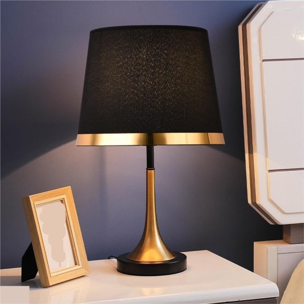 Lampada vintage europea, luce notturna ambientale sul comodino | Vintage europeo, base in metallo, paralume in tessuto, dimmerabile, luce notturna(White)