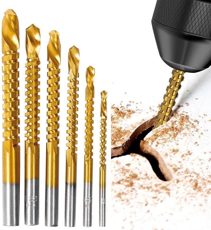 6-Pack High-Speed Steel Metalworking Set Drill Bits for Wood Drilling