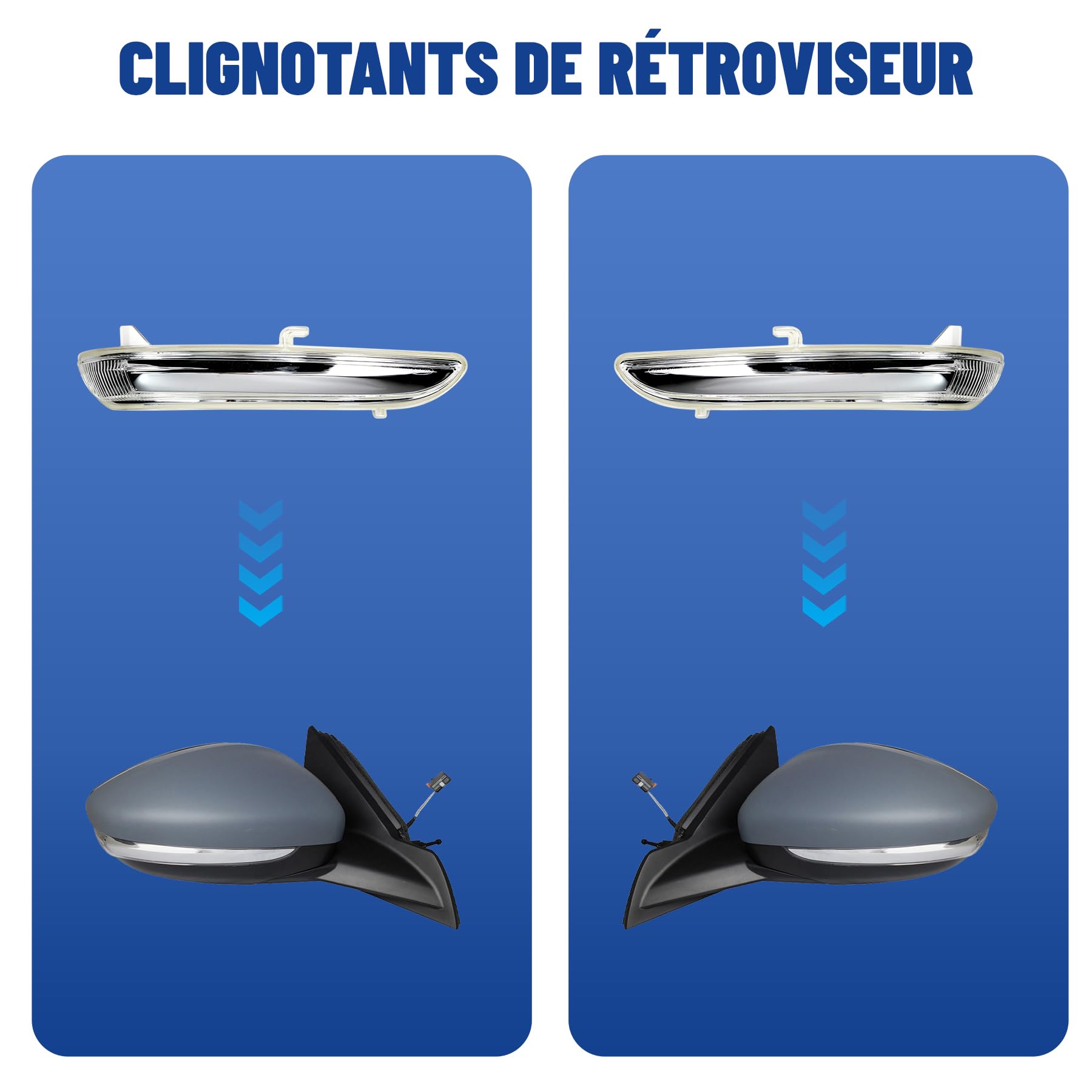 Clignotants de Rétroviseur pour C3 Phase 3, 208 Phase 1 et Phase 2, 2008 Phase 1, CORSA Mk V (F), C4 CACTUS, Côté Passager Droit