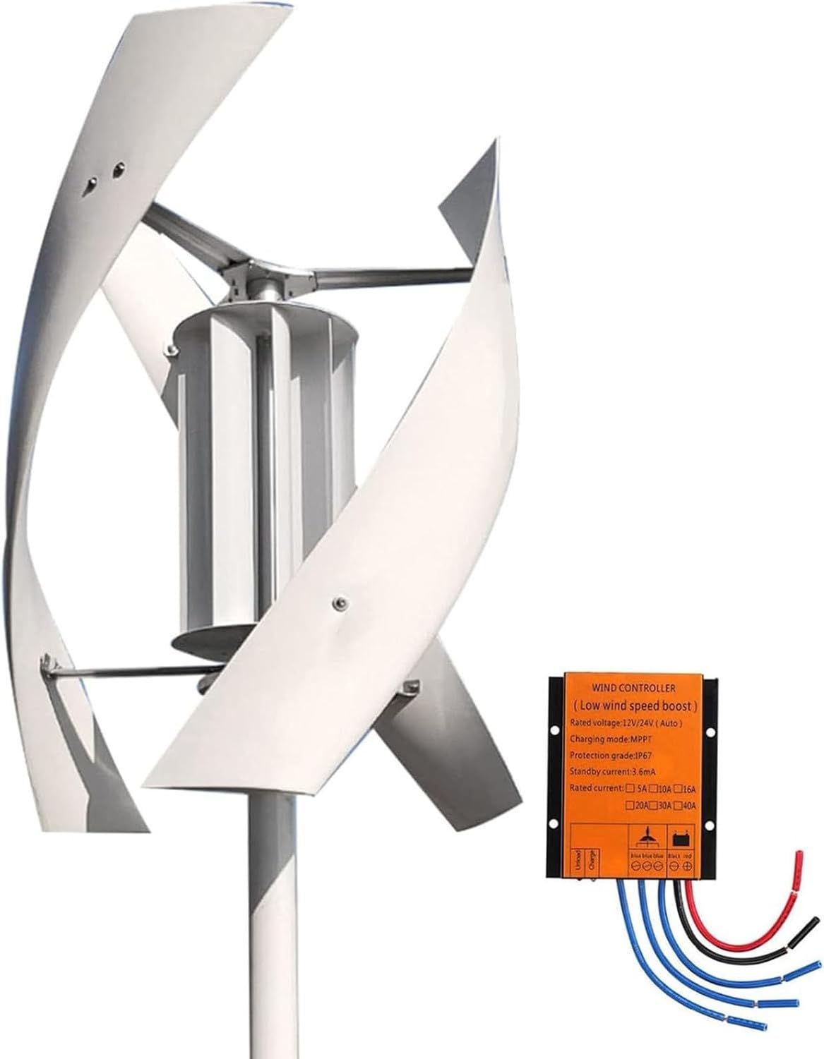 Generatore Turbina Eolica Ad ASSE Verticale 5000W, Kit Generatore con Controllore MPPT per 12V 24V 48V 220V, di Alimentazione per Uso Domestico, Attivit, 48V, 48V