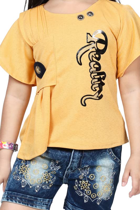 Image of F.S Fashion Denim Casual Reality Printed Top and Shorts Set for Girls