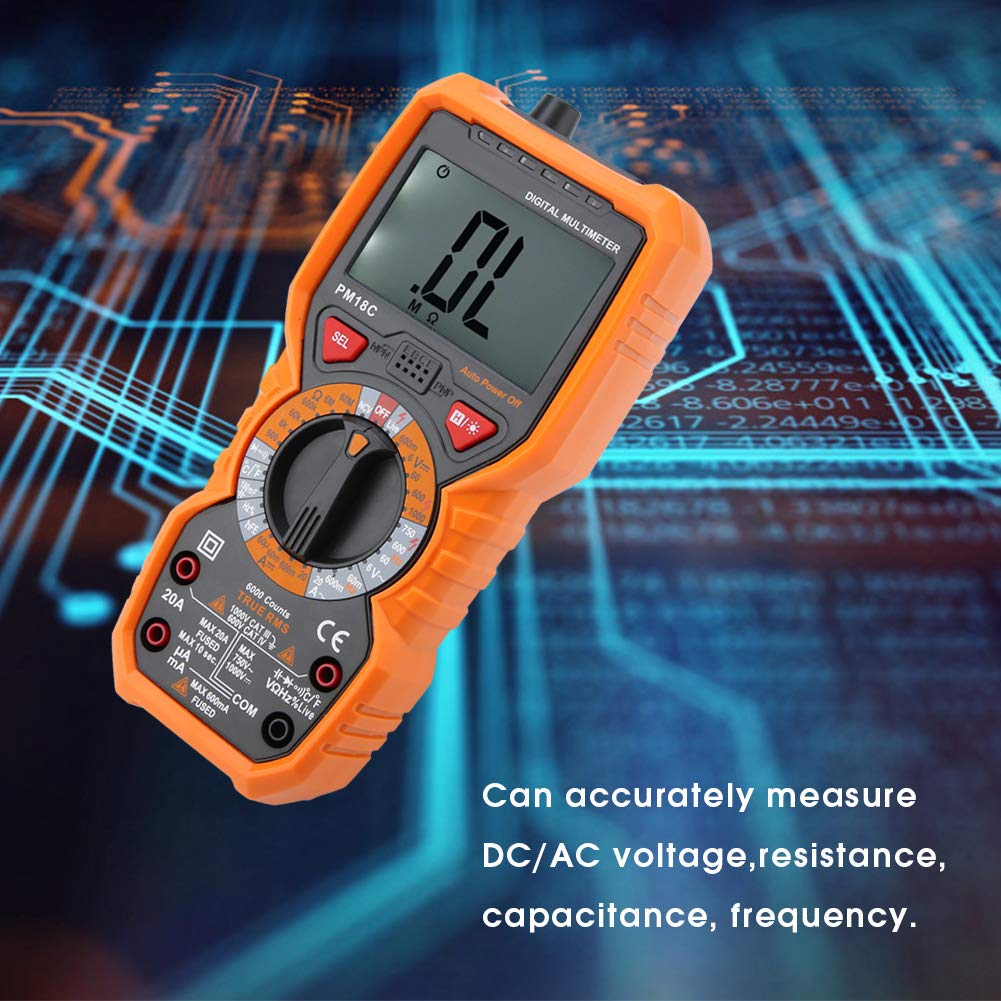 Digitales Multimeter PEAKMETER 6000 zählt intelligente Temperaturmessgeräte Spannungsprüfgerätes True RMS Backlight Display Strom Widerstand Kapazität Frequenz NCV Tester Diodentest