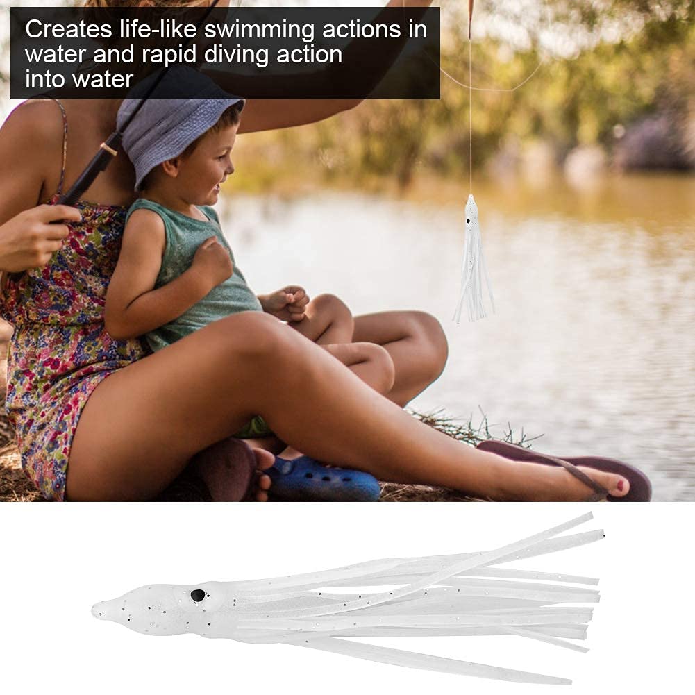 Alomejor 10Pz/Borsa Richiamo di Pesca in Gomma Mini-Size Calamari Forma Polpo Esca per Attrezzi da Pesca All'aperto