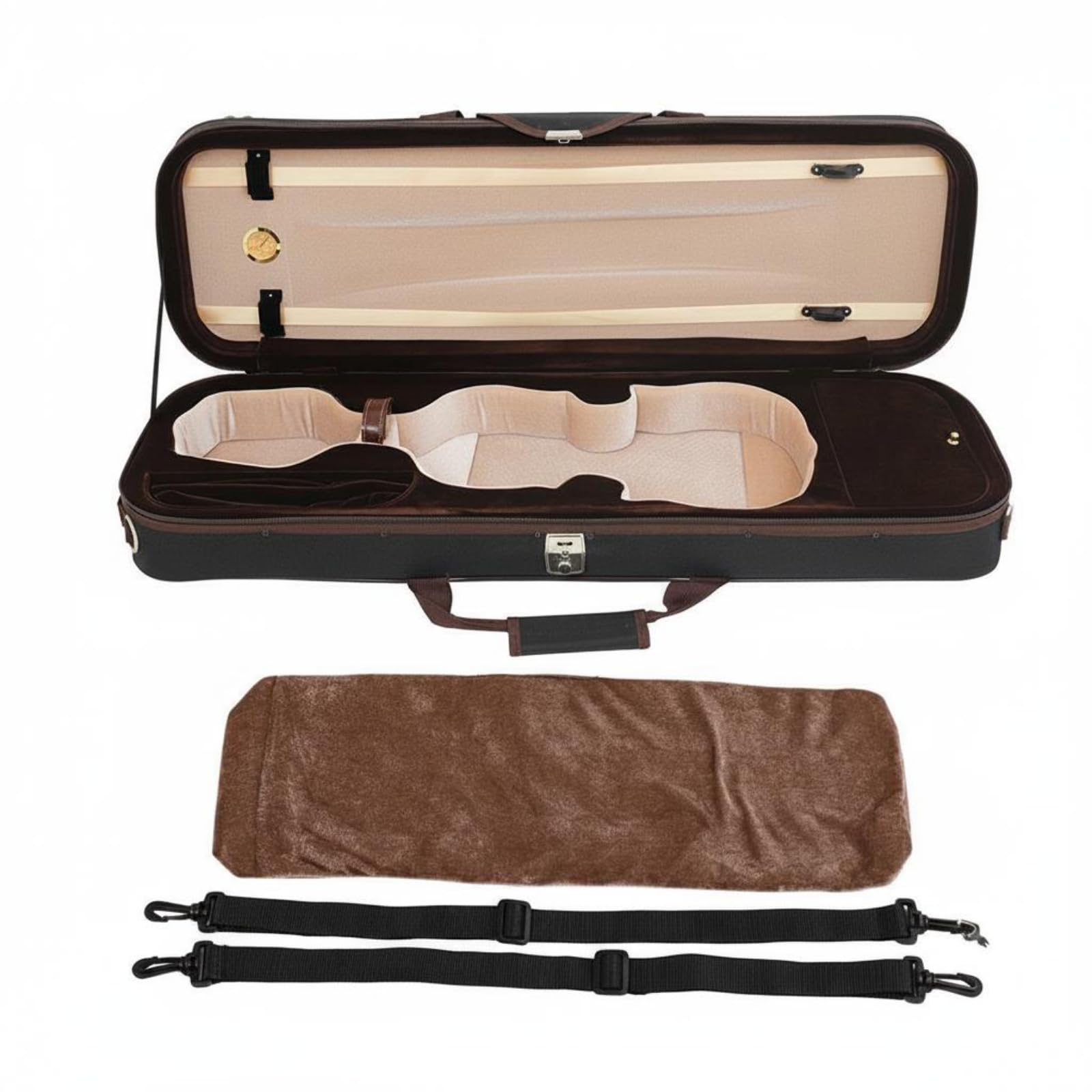 Estuche de Violín de Tela Oxford Ligero Estuche Rectangular Violín Antigolpes Instrumento Musical para Concierto, Negro, Negro Cadena Plateada