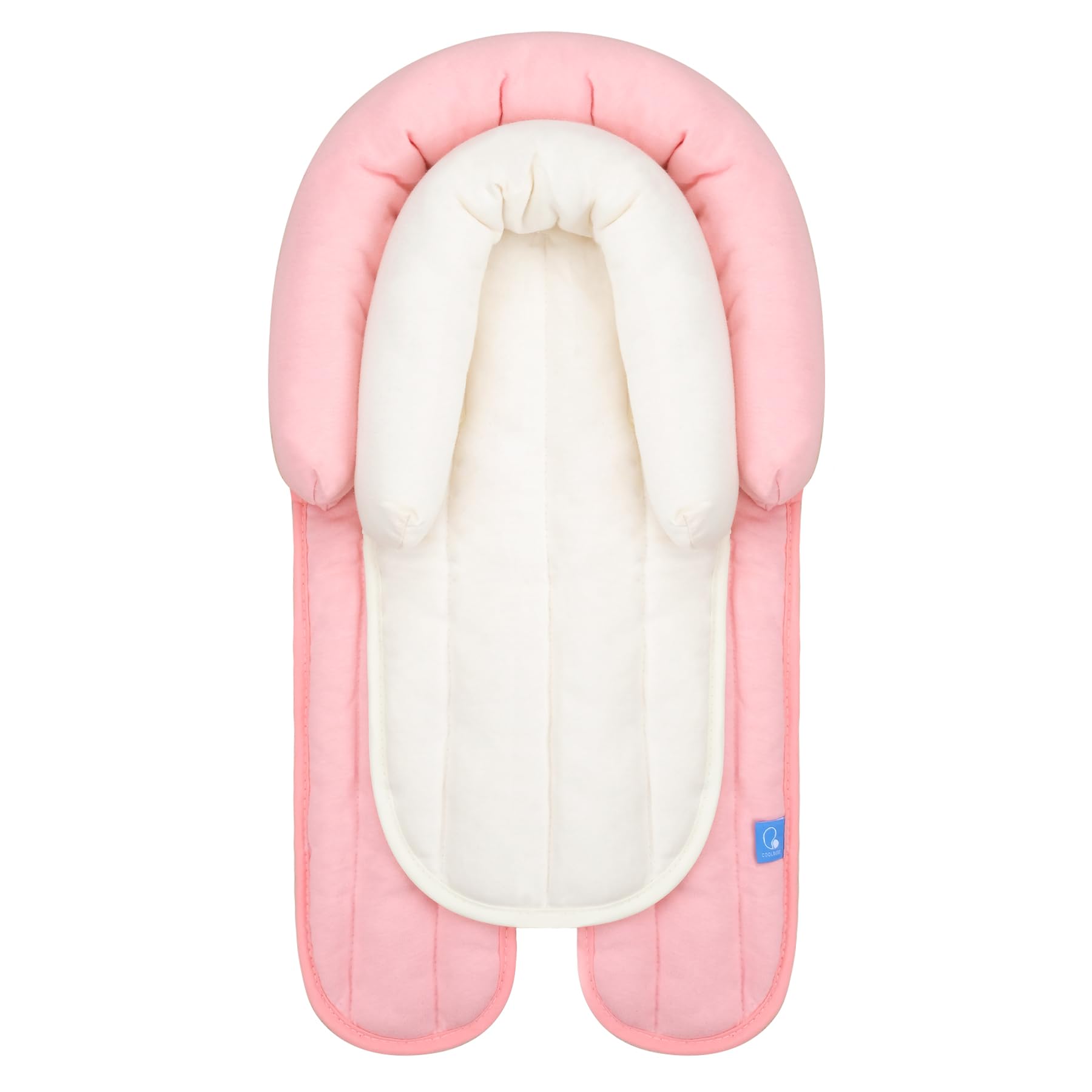 COOLBEBEUpgraded 2-in-1 Head & Body Supports for Newborn Infant - Extra Soft Breathable Car Seat Insert Cushion Pad, Perfect for Carseat, Stroller, Swing, Bouncer, Pink, CBHS-003PK