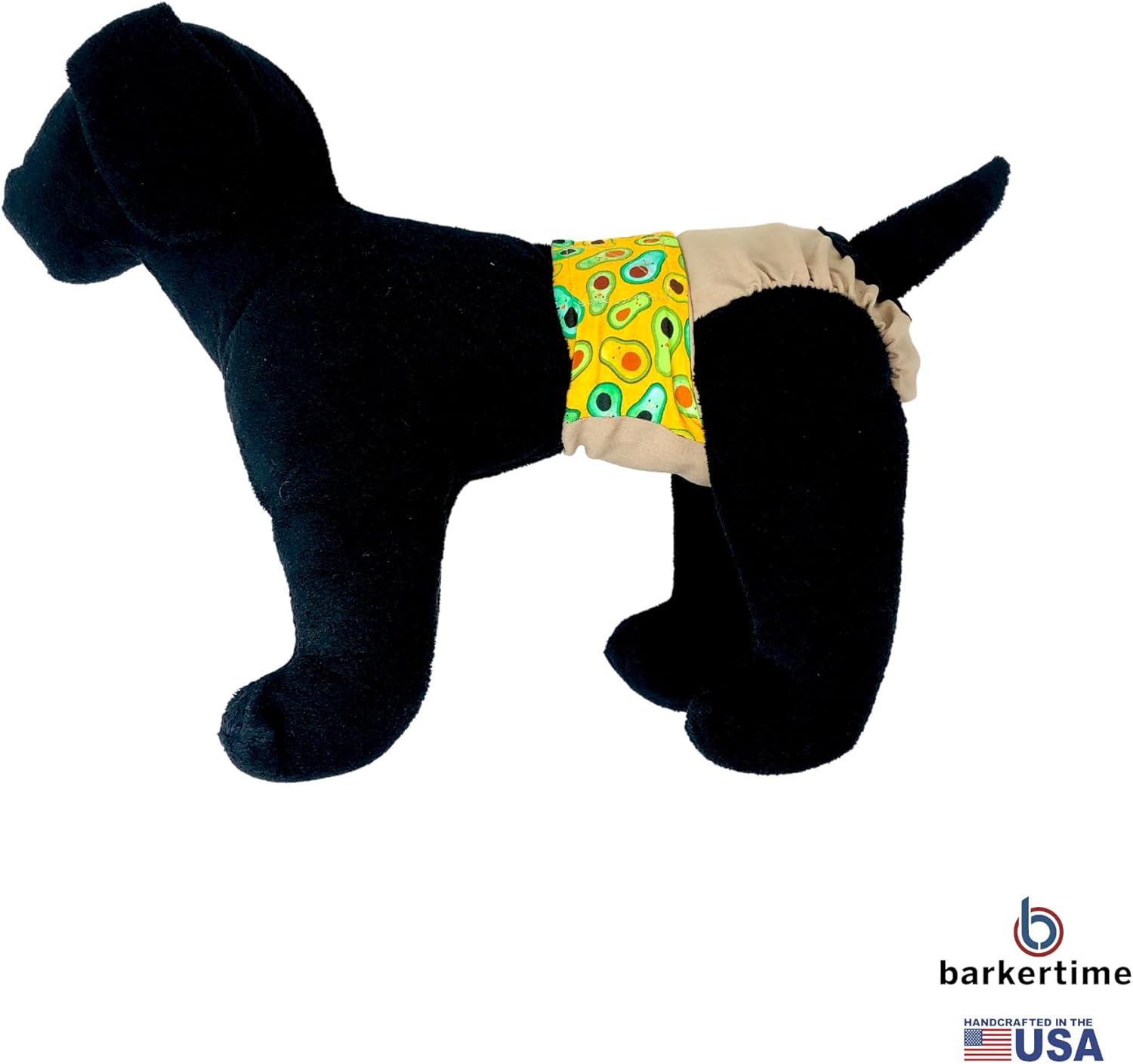 Tasty Avocado on Brown Dog Diaper, XS, with Tail Hole - Made in USA