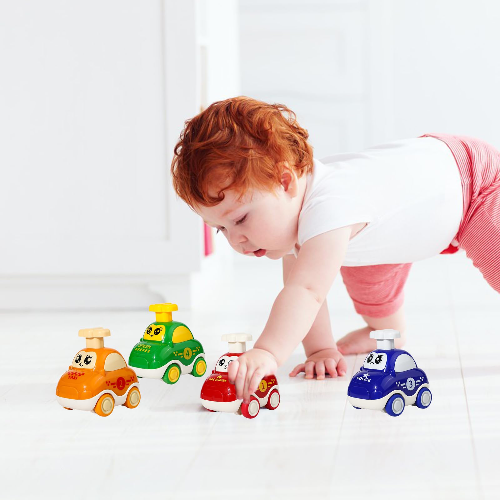 CHUNLINLAODA 4 Pieces Baby Wind-Up Car Baby Car Toy Press and Go Toy Cars AUT-o Toy BAB-y Car Racing Car Children's Toy Gift for Children Boys Girls Learning Toy - Image 3